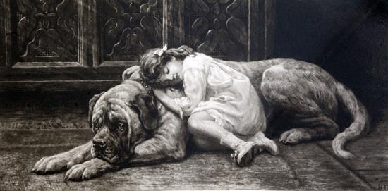 Herbert Thomas Dicksee (1862-1942) My Lady Sleeps 11 x 20.5in.